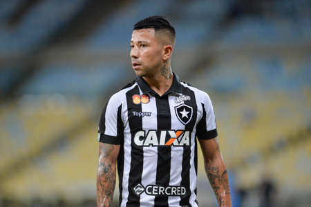 Rio, Brazil - march 28, 2018: Leo Valencia player in match between Flamengo and Botafogo by the Carioca Championship in Maracana Stadiumのeditorial素材