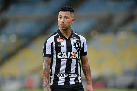 Rio, Brazil - march 28, 2018: Leo Valencia player in match between Flamengo and Botafogo by the Carioca Championship in Maracana Stadiumのeditorial素材