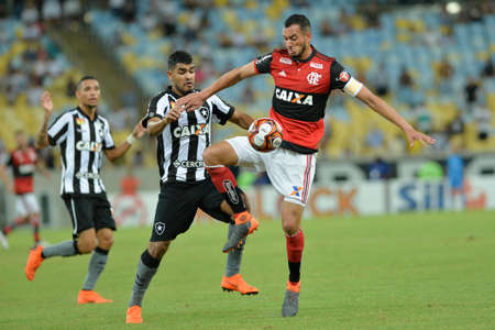 Rio, Brazil - march 28, 2018: Rever player in match between Flamengo and Botafogo by the Carioca Championship in Maracana Stadiumのeditorial素材