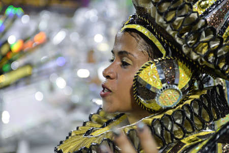 Rio, Brazil - february 12, 2018: Samba School parade in Sambodromo. Vila Isabel during parade of the carioca carnival in the Marques de Sapucaiのeditorial素材