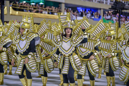 Rio, Brazil - february 12, 2018: Samba School parade in Sambodromo. Vila Isabel during parade of the carioca carnival in the Marques de Sapucaiのeditorial素材