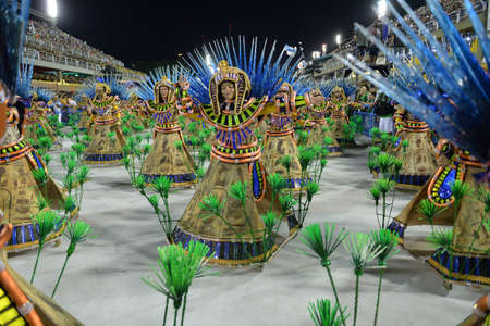 Rio, Brazil - february 12, 2018: Samba School parade in Sambodromo. Vila Isabel during parade of the carioca carnival in the Marques de Sapucaiのeditorial素材