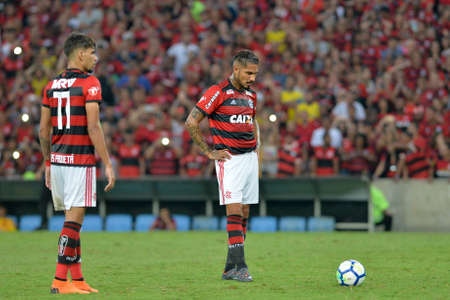 Rio, Brazil - may 06, 2018: Paolo Guerrero player in match between Flamengo and Internacional by the Brazilian Championship in Maracana Stadiumのeditorial素材