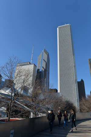 Chicago, Usa - march 14, 2018: View of the horizon with skyscrapers in wind city on a spring dayのeditorial素材