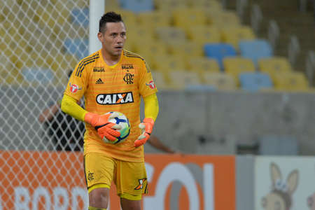 Rio, Brazil - may 31, 2018: Diego Alves goal keeper in match between Flamengo and Bahia by the Brazilian Championship in Maracana Stadiumのeditorial素材