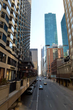 Chicago, Usa - march 14, 2018: View of the horizon with skyscrapers in wind city on a spring dayのeditorial素材