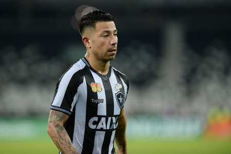 Rio, Brazil - june 13, 2018: Leo Valencia player in match between Botafogo and Atletico-PR by the Brazilian Championship in Nilton Santos Stadiumのeditorial素材