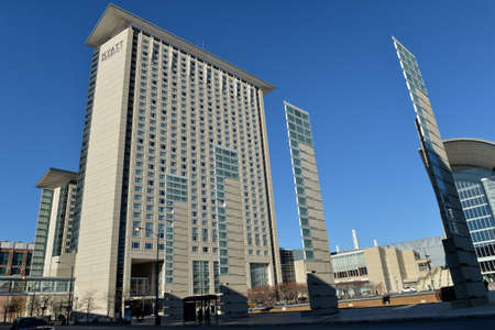 Chicago, IL, USA - march 17, 2018:  McCormick Place is the largest convention center in the United States. External Viewのeditorial素材