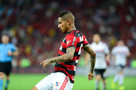 Rio, Brazil - june 18, 2018: Paolo Guerrero player in match between Flamengo and Sao Paulo by the Brazilian Championship in Maracana Stadiumのeditorial素材