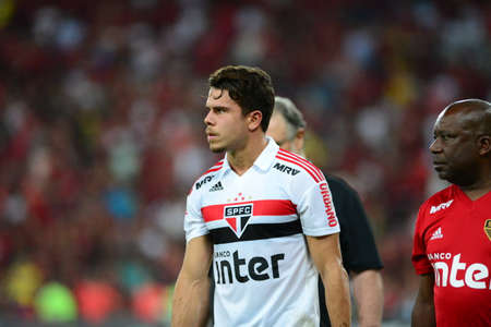 Rio, Brazil - june 18, 2018: Araruana player in match between Flamengo and Sao Paulo by the Brazilian Championship in Maracana Stadiumのeditorial素材
