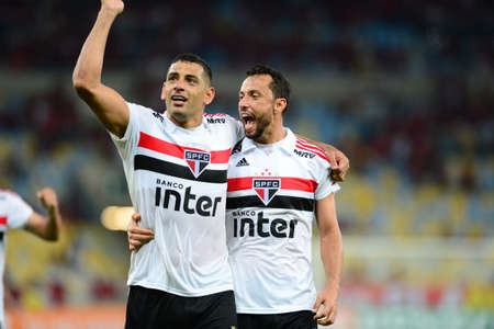 Rio, Brazil - june 18, 2018: Diego Souza and Nene player in match between Flamengo and Sao Paulo by the Brazilian Championship in Maracana Stadiumのeditorial素材