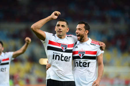 Rio, Brazil - june 18, 2018: Diego Souza and Nene player in match between Flamengo and Sao Paulo by the Brazilian Championship in Maracana Stadiumのeditorial素材
