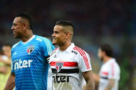 Rio, Brazil - june 18, 2018: Everton player in match between Flamengo and Sao Paulo by the Brazilian Championship in Maracana Stadiumのeditorial素材