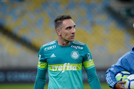 Rio, Brazil - july 25, 2018: Fernando Prass goal keeper in match between Fluminense and Palmeiras by...