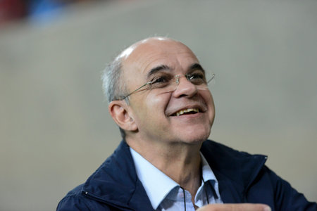 Rio, Brazil - august 15, 2018:  Flamengo president Eduardo Bandeira de Mello player in match between Flamengo and Gremio by the Brazilian Cup in Maracana Stadiumのeditorial素材