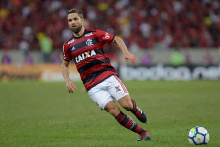 Rio, Brazil - august 15, 2018: Diego player in match between Flamengo and Gremio by the Brazilian Cup in Maracana Stadiumのeditorial素材