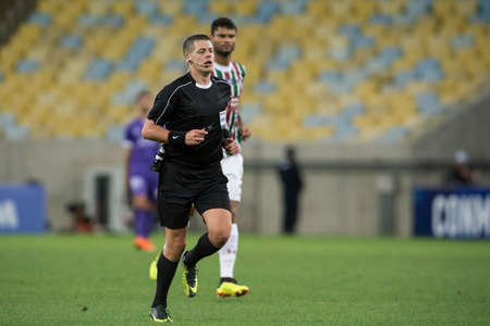 Rio, Brazil - august 02, 2018: Arbitro German Delfino (ARG) referee in match between Fluminense and Defensor by the sudamerica cup in Maracana Stadiumのeditorial素材