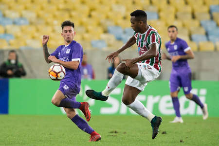 Rio, Brazil - august 02, 2018: Digao player in match between Fluminense and Defensor by the sudamerica cup in Maracana Stadiumのeditorial素材
