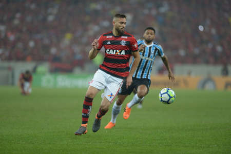Rio, Brazil - august 15, 2018: Leonardo Duarte player in match between Flamengo and Gremio by the Brazilian Cup in Maracana Stadiumのeditorial素材