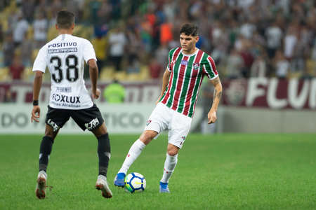 Rio, Brazil - august 22, 2018: Ayrton Lucas player in match between Fluminense and Corinthians by the Brazilian Championship in Maracana Stadiumのeditorial素材