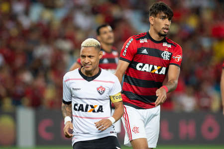 Rio, Brazil - august 23, 2018: Neilton player in match between Flamengo and Vitoria by the Brazilian Championship in Maracana Stadiumのeditorial素材
