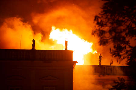 Rio de Janeiro, Brazil - september 02, 2018:  Fire in the museum of Brazil, incalculable loss as a lost 200-years-old Rio Museum Institutionのeditorial素材