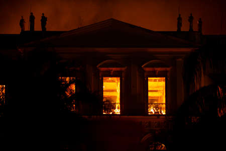 Rio de Janeiro, Brazil - september 02, 2018:  Fire in the museum of Brazil, incalculable loss as a lost 200-years-old Rio Museum Institutionのeditorial素材