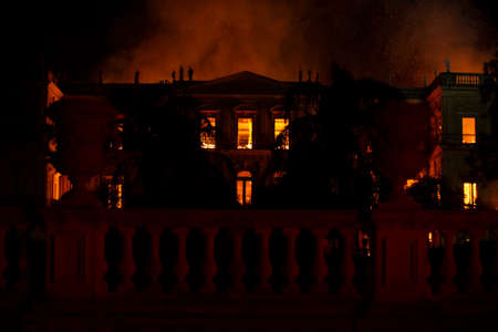 Rio de Janeiro, Brazil - september 02, 2018:  Fire in the museum of Brazil, incalculable loss as a lost 200-years-old Rio Museum Institutionのeditorial素材