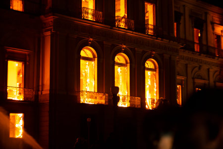 Rio de Janeiro, Brazil - september 02, 2018:  Fire in the museum of Brazil, incalculable loss as a...