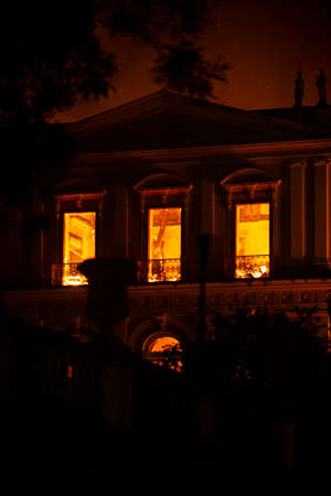 Rio de Janeiro, Brazil - september 02, 2018:  Fire in the museum of Brazil, incalculable loss as a lost 200-years-old Rio Museum Institutionのeditorial素材