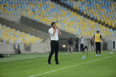 Rio, Brazil - september 01, 2018: Alberto Valentim coach in match between Vasco and Santos by the Brazilian Championship in Maracana Stadiumのeditorial素材
