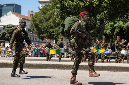 Rio de Janeiro, Brazil - september 07, 2018:  military civic parade celebrating the independence of...