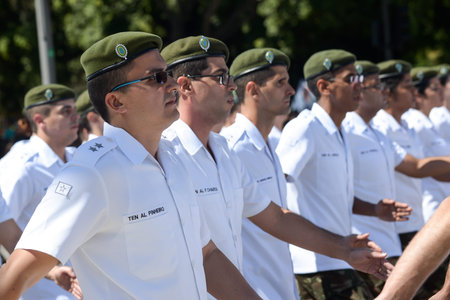 Rio de Janeiro, Brazil - september 07, 2018:  military civic parade celebrating the independence of...