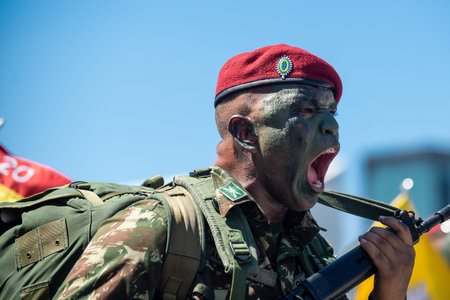 Rio de Janeiro, Brazil - september 07, 2018:  military civic parade celebrating the independence of...