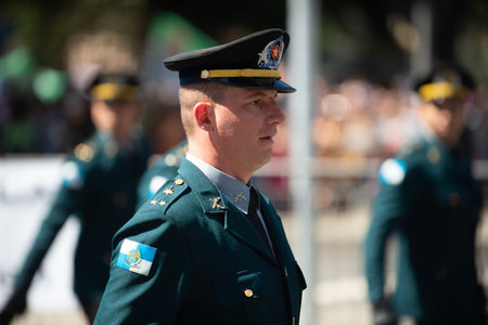 Rio de Janeiro, Brazil - september 07, 2018:  military civic parade celebrating the independence of...
