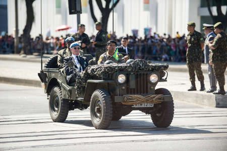 Rio de Janeiro, Brazil - september 07, 2018:  military civic parade celebrating the independence of Brazil. Military carのeditorial素材