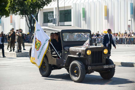 Rio de Janeiro, Brazil - september 07, 2018:  military civic parade celebrating the independence of Brazil. Military carのeditorial素材