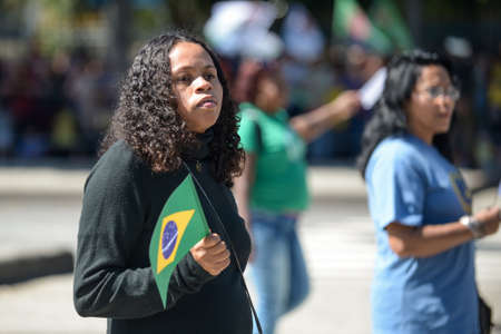 Rio de Janeiro, Brazil - september 07, 2018:  military civic parade celebrating the independence of Brazil. Flagのeditorial素材