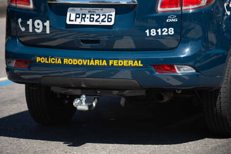 Rio de Janeiro, Brazil - september 07, 2018:  military civic parade celebrating the independence of Brazil. Car of  Federal Highway Policeのeditorial素材