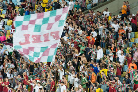Rio, Brazil - october 08, 2018: Fans in match between Fluminense and Parana by the Brazilian Championship in Maracana Stadiumのeditorial素材
