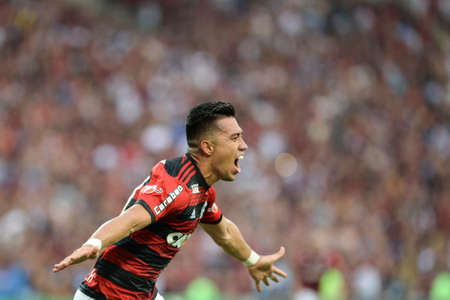 Rio, Brazil - october 13, 2018: Fernando Uribe player in match between Flamengo and Fluminense by the Brazilian Championship in Maracana Stadiumのeditorial素材