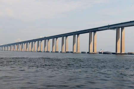 Rio-Niteroi bridge, linking the two cities on the bay of Guanabaraのeditorial素材