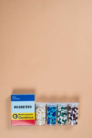colored capsule of medication in transparent plastic storage and container medicine box - Medicine concept.の写真素材