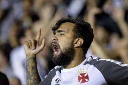 Rio, Brazil - november 22, 2018: Fan in match between Vasco and Sao Paulo by the Brazilian Championship in Sao Januario Stadiumのeditorial素材