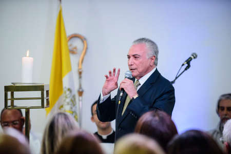 Rio de Janeiro, Brazil - october 12, 2019:  Brazilian President Michel Temer on Mass to Celebrate Brazilian Patroness in Rio de Janeiroのeditorial素材