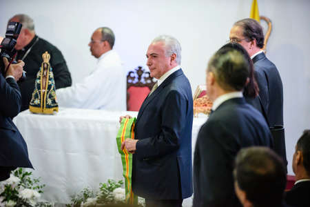 Rio de Janeiro, Brazil - october 12, 2019:  Brazilian President Michel Temer on Mass to Celebrate Brazilian Patroness in Rio de Janeiroのeditorial素材