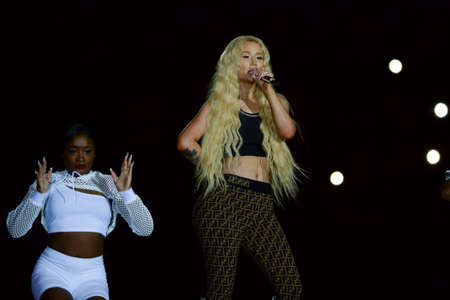 Rio, Brazil - december 27, 2018: Singer Iggy Azalea performs in concert during a Soccer game of the All-stars Game in the Maracana stadium.のeditorial素材