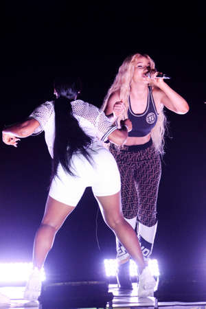 Rio, Brazil - december 27, 2018: Singer Iggy Azalea performs in concert during a Soccer game of the All-stars Game in the Maracana stadium.のeditorial素材