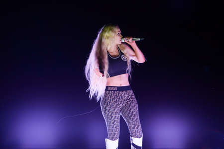Rio, Brazil - december 27, 2018: Singer Iggy Azalea performs in concert during a Soccer game of the All-stars Game in the Maracana stadium.のeditorial素材