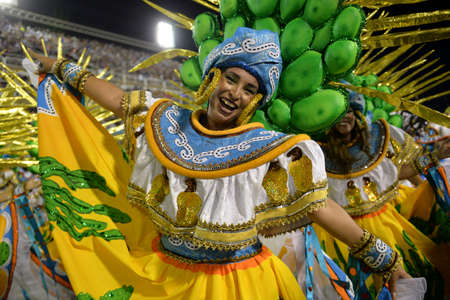 Rio, Brazil - february 12, 2018: Samba School Portela perform at Marques de Sapucai known as Sambodromo, for the Carnival Samba Parade competition.のeditorial素材